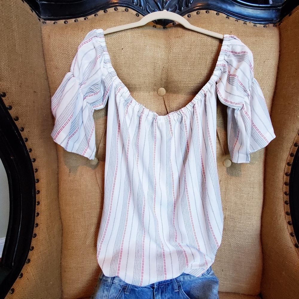 STRIPED OFF SHOULDER TUNIC - Picture 4 of 9